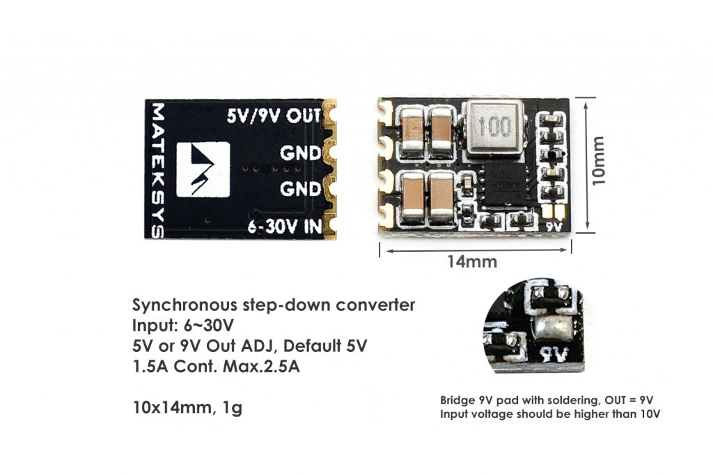 Matek Micro BEC 6S da 30v a 5v/9v (3 pezzi)