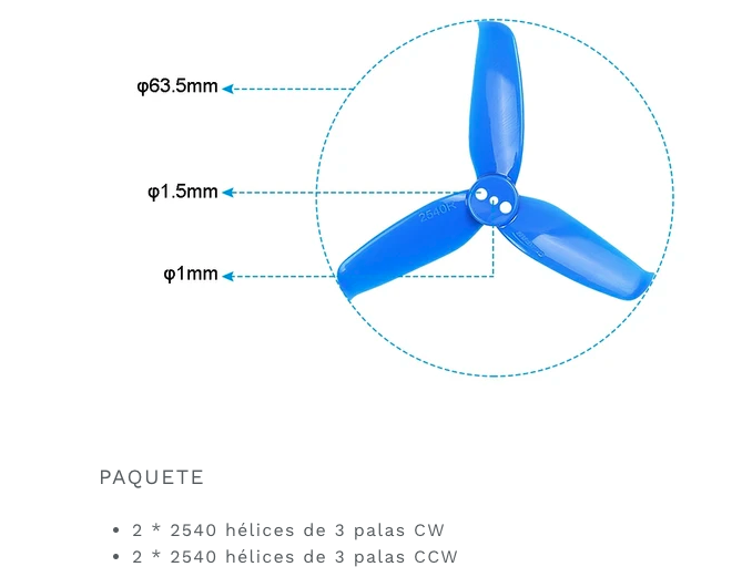 Hélice Gemfan 2540 x 3 (1.5 mm shaft)