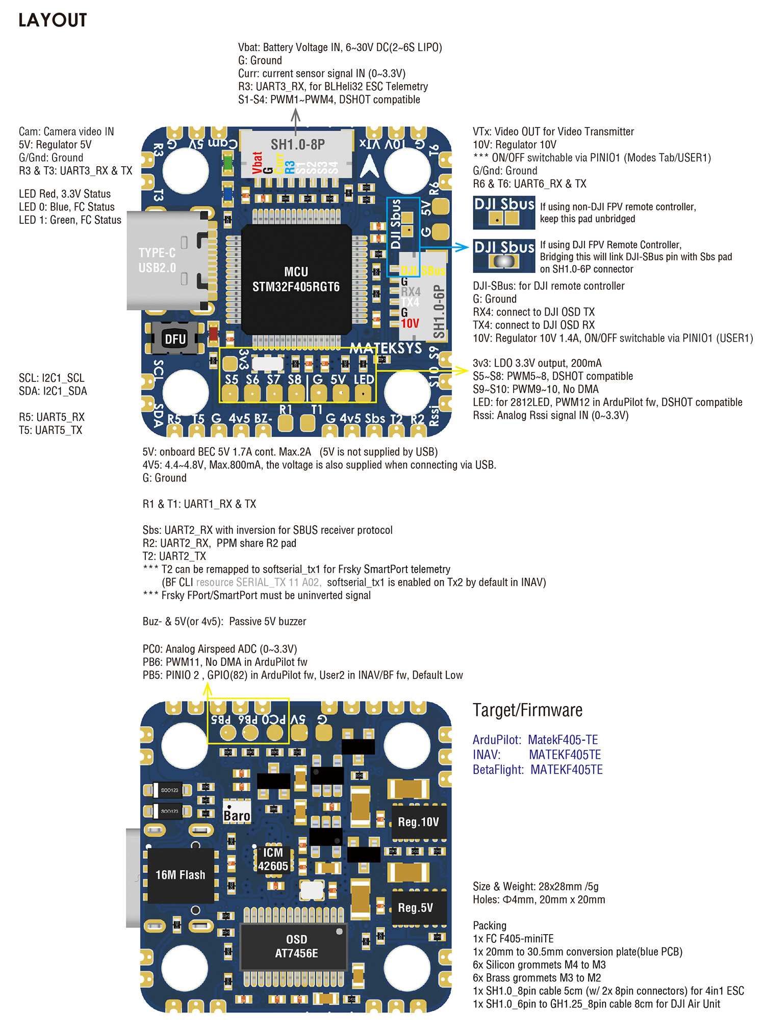 Comprar Mateksys F405 TE Flight Controller